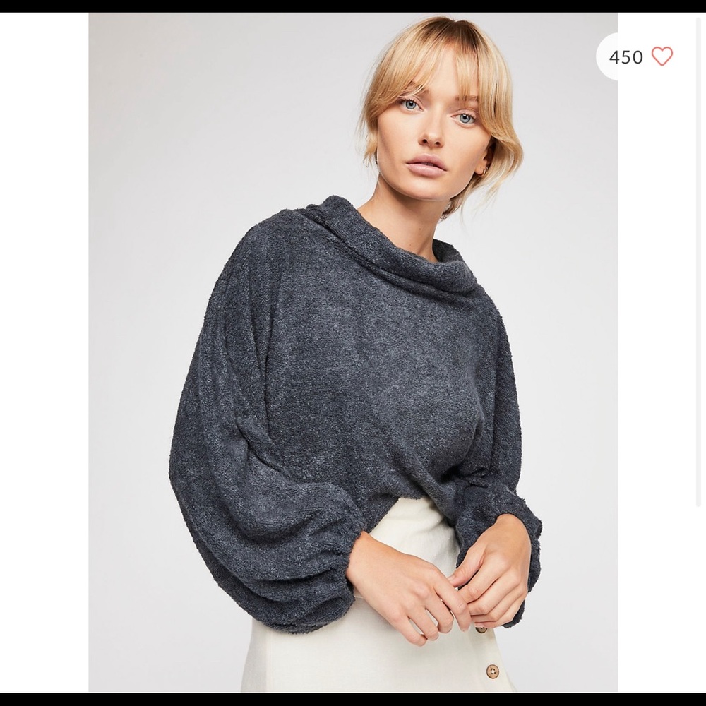 Free People cropped blue sweater